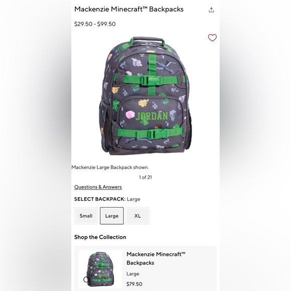 Pottery Barn Minecraft Backpack (Large) - Picture 9 of 9